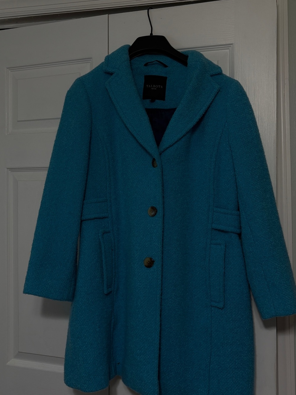 Talbots Teal Textured Wool-Blend Peacoat woman’s 12p